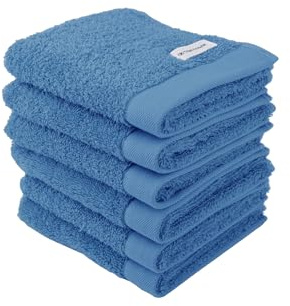 TOM TAILOR Gästehandtuch, 6er Set, 30 x 50 cm, 100% Baumwolle / Frottier, mit Aufhänger und Label mit Logo, COLOR BATH TOWEL Blau (Cool Blue)