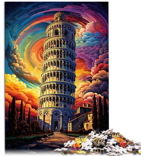 Puzzle für den Schiefen Turm von Pisa, Italien. Puzzle für Erwachsene und Ren. 1000 Teile. Holzpuzzle. Wanddekoration. Einzigartige Geburtstags
