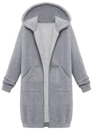 Generisch Sale Skijacken Damen Damen Kapuzenjacke Reißverschluss Jacket Lang Einfarbig Sweatshirt mit Tasche Kapuze Freizeit Sweatjacke Baggy Bequemer Laufjacke Vintage Hoodie Zip Up Outwear