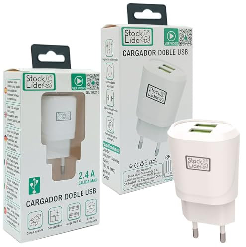 Stock Lider-USB-Ladegerät, Doppel-USB, ultraschnell, USB 2,4 A, USB 3.0, Wandladegerät, kompatibel mit Sansung lPhone lPad Huawei Xia0mi Oppo Realme LG TCL Vivo iPad (ohne Kabel)