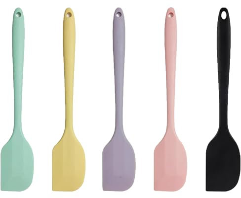 5 Pcs Spatula Silicone Rubber Spatula, Non-Stick Baking Silicone Kitchen Utensils for Kitchen Baking and Dessert Making