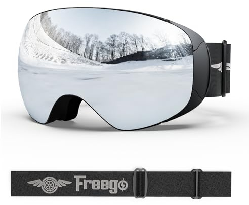 Shineled Rahmenlose Skibrille für Erwachsene, Weitsichtscheibe UV400 Anti-Fog, Schneebrille für Männer Frauen