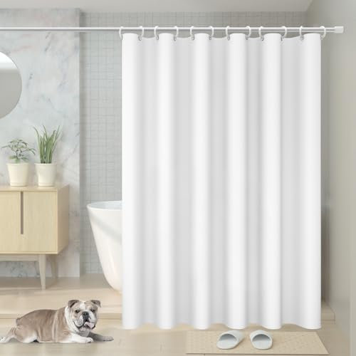 Vinabo Tenda Doccia 180 x 200 cm,Tenda Doccia Provvista di 12 Anelli,Tenda da Doccia Senza Trapano, Tessuto di Poliester Lavabile in Lavatrice