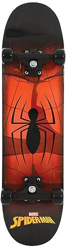Spiderman Holz-Skateboard, Größe 79 x 20 cm, Doppel-Kicktail-Deck 608Z Kugellager, Alter 5+ Jahre