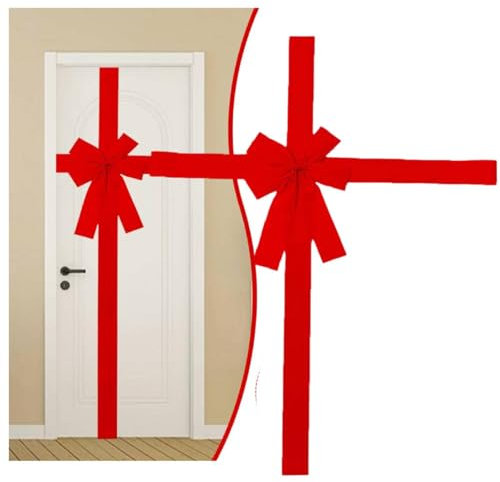 Grand nœud rouge pour porte d'entrée de Noël - Nœud rouge pour sapin de Noël - Couronne de Noël - Pour emballage de sapin de Noël, escalier - Grand nœud décoratif de fête de Noël