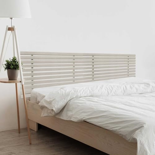 DHOME Recycled Holz Kopfteil MDF Japanischer Stil Paletten Bed Paletten Beschläge inklusive (220cm Dual, Beige Stacheln)