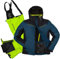 Killtec Herren Skianzug Größe 4XL - aus Skijacke dunkelblau schwarz und Skihose neon grün - mit 10000mm Wassersäule - wasserdicht, atmungsaktiv