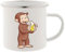 Tazza Vintage da 350 ml in metallo smaltato con bordo di acciaio inox con stampa personaggio e possibilità di personalizzazione con nome idea regalo festa bambino (Curioso come George)