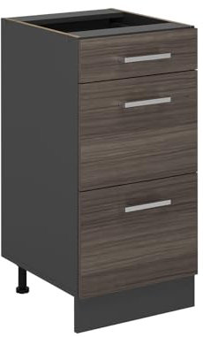 Vicco Küchenunterschrank R-Line, Edelgrau, 40 cm mit Schubladen, ohne Arbeitsplatte