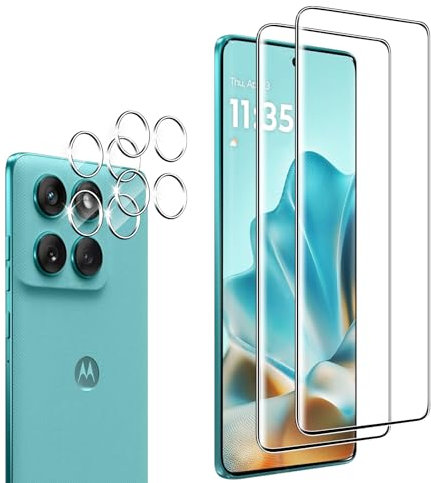 Wayneer Verre Trempé Pour Motorola Moto Edge 60 Fusion/Edge 60/Edge 60 Pro, [2+2 Pièces] Vitre Protection écran Protection Camera, 9H Dureté Ultra HD Anti Rayures Film Protection écran