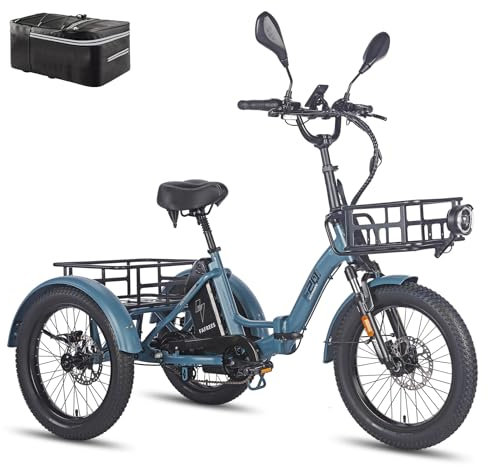 Fafrees F20 Mate Elektro Dreirad Fahrrad 21AH Straßenzulässig [ Offiziell ] E Bike Mountainbike 180KG, Damen Ebike Herren 48V, Elektrofahrrad E Dreirad für Erwachsene 20 Zoll, 3 Rad Fahrrad Elektrisch
