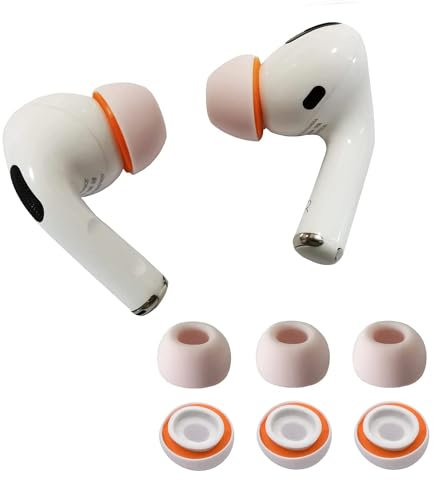 KASOTT Upgraded Best Memory Foam Ear Tips for AirPods Pro 1st & 2nd Gen | Comfortable Foam Ear Tips | Better Noise Cancellation | 3 Pairs Replacement Tips (White, S)