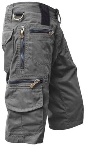 riou Pantaloncini Cargo Uomo Cotone Shorts Estivi Sportivi Militari Bermuda Pantaloni Corti Multitasche Elastica Baggy Pantaloncini da Lavoro Trekking Traspirante Short Campeggio Pantaloncini Tattici