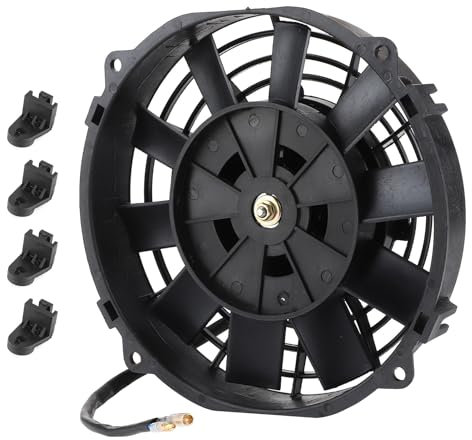 Radiator Cooling Fan, 8 Inch Universal Electric Slim Fan with Mounting Kit for Radiator Transmission Cooler 10 Blades 12V 80W 2250 RPM