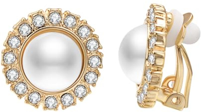 Aleasha Perle Klipp Ohrringe Damen Ohrclips Zirkon Ohrringe Braut Eleganten Schmuck Geschenk
