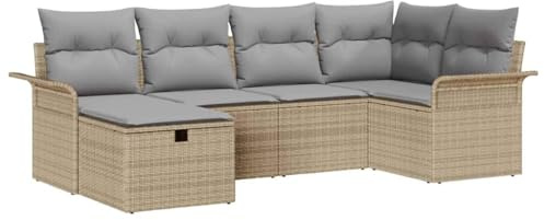 vidaXL Gartensofa-Set 6 STK. Poly Rattan, Garten und Terrasse, modernes Outdoor-Möbel, leichtes Sofa, UV-beständiges Rattan, Set mit Stauraum