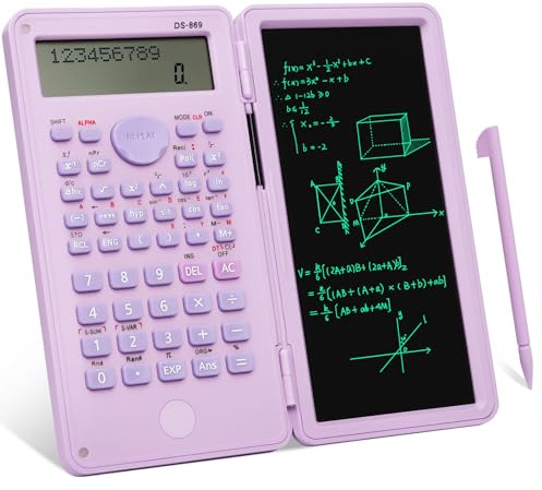 Niodel Scientific Calculators with Tablet Notepad,240 Functions 2 Line 10+2 Digit Large Display with LCD Writing Screen,Foldable Math Calculator for Office High School College Students(Purple)