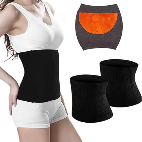 Xstary 2 PCS Damen Rückenwärmer Kaschmir Nierenwärmer, Elastischer Taillenwärmer, Gestrickter Lendenwärmer für Hexenschuss, Rückenschmerzen und Menstruationsbeschwerden