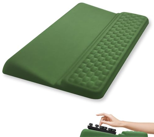 Fentar 2-in-1 Ergonomic Keyboard Wrist Rest with Stand, Keyboard Riser & Soft Memory Foam Support, Non-Slip PU Pad Bottom, 43cm Stress-Relieving Desk Accessories for Office, Home and Gaming (Green)