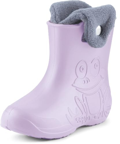 Ladeheid EVA Kinder Jungen Mädchen Gummistiefel Regenschuhe gefüttert Regenstiefel Gummischuhe LA-CA-04 Helllila, 30/31 EU