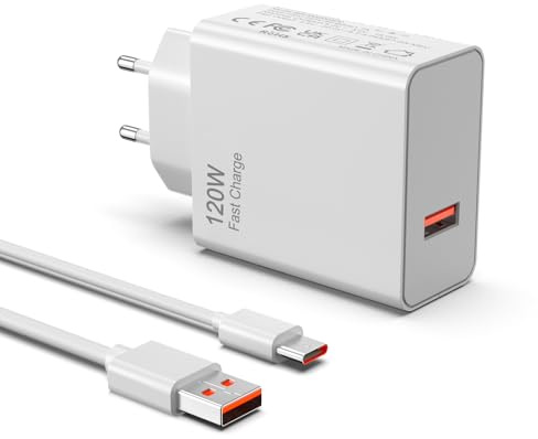 120W USB Ladegerät Kompatibel mit Xiaomi 15 14 14t 13 13t 12 12t 12s Pro Lite Note K60 K50 12 11 Pro Plus Black Shark 3 4 5 Poco X5 F4 X4 Gt Mi Turbo Schnellladegerät 11V 6A Netzteil Type C Cable