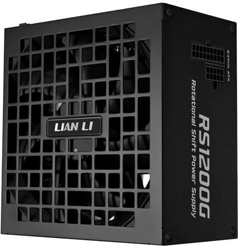 Lian Li RS Series Netzteil – 1.200 W Schwarz | 80 Plus Gold Effizienz, ATX 3.1, Vollmodular, Drehbarer AC-Anschluss & RS USB-Hub, Modernes Leises Gaming-PC PSU