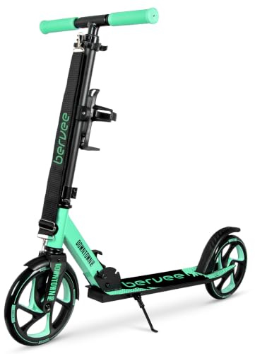 Bergen City Scooter Tretroller Downtown, klappbar, leicht 3,3kg, Aluminium, große 200 mm Räder, höhenverstellbar, Roller Kinder ab 6 Jahre, Jugendliche, Erwachsene bis 100 kg