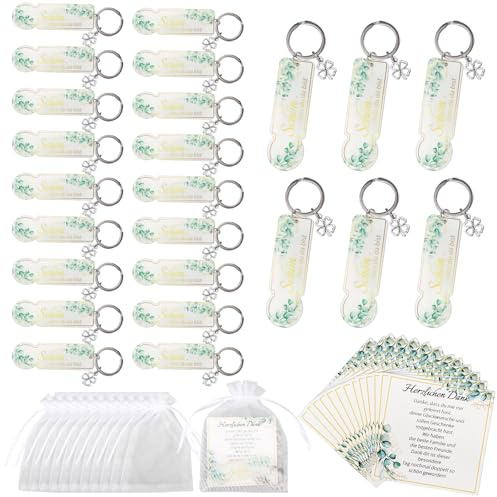 YUE QIN 24 Stück Acryl Einkaufswagenchip Abziehbar Schlüsselanhänger Set | Einkaufschip Schlüsselanhänger mit Organza Taschen Einkaufswagenlöser Danke Geschenke Gastgeschenke Hochzeit Geburtstag