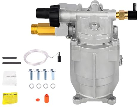 MINGLEA High Pressure Petrol Washer Pump Head G3/4 Fitting 3400 RPM Aluminum Replacement Suitable for Residential Cleaning