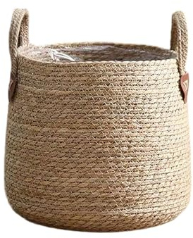 Woven Plant Basket, Wicker Plant Pots Indoor, Woven Plant Pot, Natural Rattan Basket Planter with Handles for Indoor, Lawn Yard, Home Picnic, Household, Decorations and Laundry Baskets (M)
