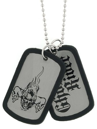 Ghost Rider Double Dog Tag Halskette mit schwarzem Schalld?mpfer
