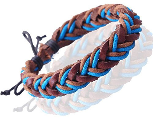Gemini Armband (braun&blaun), mehrere Seil- und Lederbänder, Knotenverschluss, Trendy Surfer Style für Boys, Girls, Herren, Damen, Unisex, 12,7-25,4 cm (Länge)
