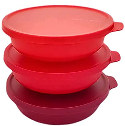 Tupperware SET (3) Aloha 3x 450 ml rot Schüssel Servieren Servierschüssel Salatschüssel