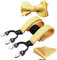 HISDERN Gelb Hosenträger Herren mit Fliege Set 6 starken Clips Extra Breit Stark Paisley Y Form Hosenträger für Herren und Einsteckuch…