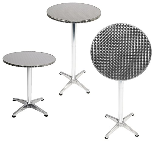 Mojawo Klappbarer Bistro Stehtisch Aluminium Bistrotisch Terrassentisch Ø60cm höhenverstellbar H70/110cm Silber rund Balkontisch Gartentisch Bistrotisch
