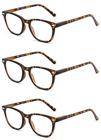 JM 3 Pack Platz Lesebrille Federscharnier Leser Damen Herren Brillen zum Lesen +3.5 Schildpatt