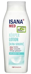 ISANA MED Körperlotion ultra sensitiv 250 ml für sehr sensible Haut, ohne Parfüm & Farbstoffe, hautfreundlich, vegan