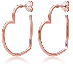 Elli Ohrringe Damen Herz Creolen Filigran in 925 Sterling Silber Rosé vergoldet