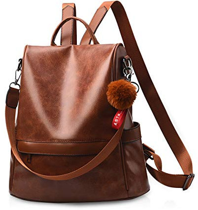 NICOLE & DORIS Damen Rucksack Schultertaschen für Frauen Kunst Leder Rucksack Wasserdichter Reiserucksack Tagesrucksack große Kapazität Anti-Diebstahl Braun