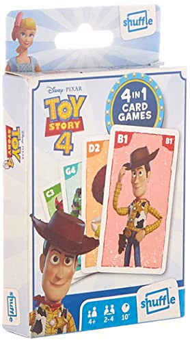 Shuffle Toy Story 4 Kartenspiele für Kinder – 4-in-1 Snap, Paare, glückliche Familien und Action-Spiel, tolles Geschenk für Kinder ab 4 Jahren