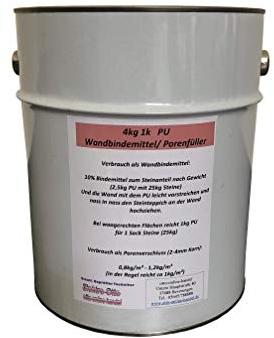 VBM-50 1K PU Steinteppich Wand Bindemittel Sockel Treppe Boden Versiegelung Betonversiegelung Bodenversiegelung flexibel (4kg, Farblos)