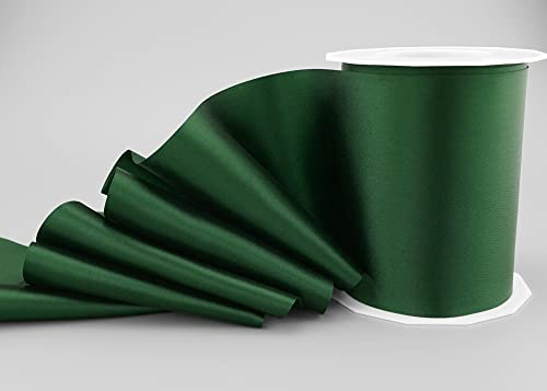 25 m x 112 mm Satinband SOPHIE DUNKELGRÜN Tannengrün (035) Satin Tischband Tischläufer Schleifenband ohne Draht breites weiches Band Tischdekoration Tisch Deko Geschenkband mit einseitigem Glanz