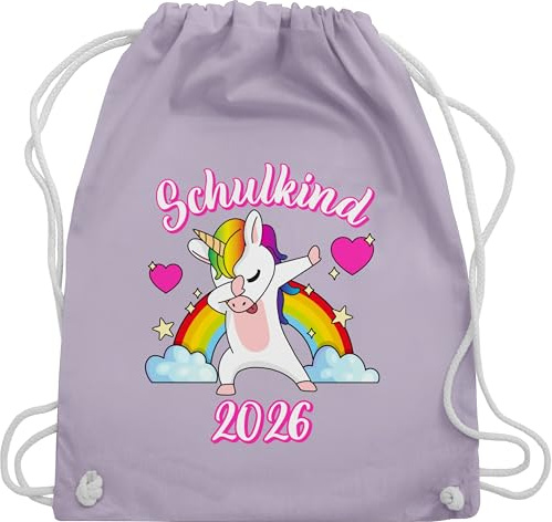 Shirtracer Turnbeutel Rucksack - Schulanfang & Einschulung Geschenk - Schulkind 2026 dabbendes Einhorn Regenbogen - Unisize - Pastell Lila einschulung-schulanfang schulanfänger unicorn 1.klasse