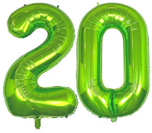DIWULI Luftballon 20 Geburtstag XXL Grün - Zahl 20 Ballon