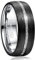 TUNGSTORY 8mm Verlobungsring für Herren Wolframkarbid Eheringe mit Schwarz Kohlefaser und Imitiertes Meteoriten-Inlay Komfort Fit Größe 65(20.7)