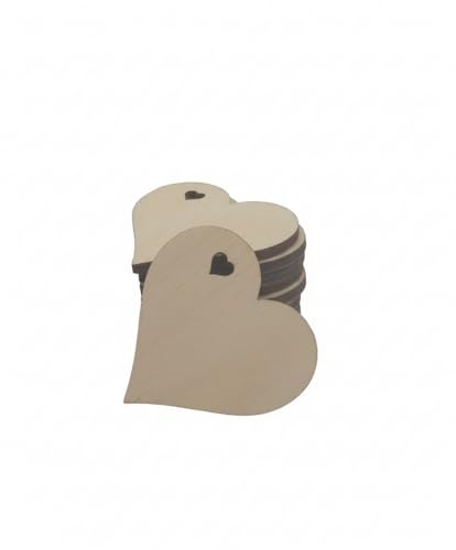 10 Pack Wooden Hearts, Birch Plywood, 45mm x 43mm | Craft Wood Blanks