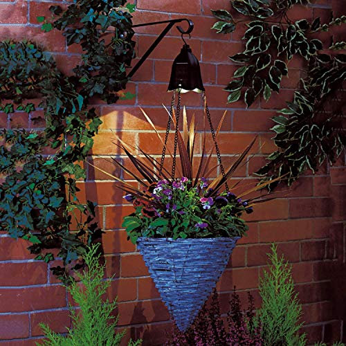 Flower Planter With LED Spot Light - Hanging Basket Lights | Solar Powered | Includes Chains, And 5 Hooks | Ideal Lighting Option For Pathway, Patio Or Garden Landscape Design