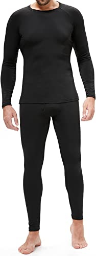 BenBoy Biancheria Intima Termica Uomo Set di Biancheria Funzionale Intima Traspirante Base Layer Invernale Termiche Abbigliamento Termico Intimo per Sci Ciclismo Corsa,QY7047M-Black-L
