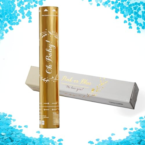 Team Planet Kit de Cañón de Confeti para Revelacion Genero Bebe - Juego de 1 con Confeti revelación de género bebe Biodegradables para Fiesta de Baby Shower - 1 Azules