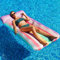 PARENTSWELL Flotadores de piscina de gran tamaño de 72 x 36 pulgadas, tamaño XL, flotador de piscina cubierto de tela con reposacabezas, sillas inflables para piscina, tumbona de piscina, flotadores